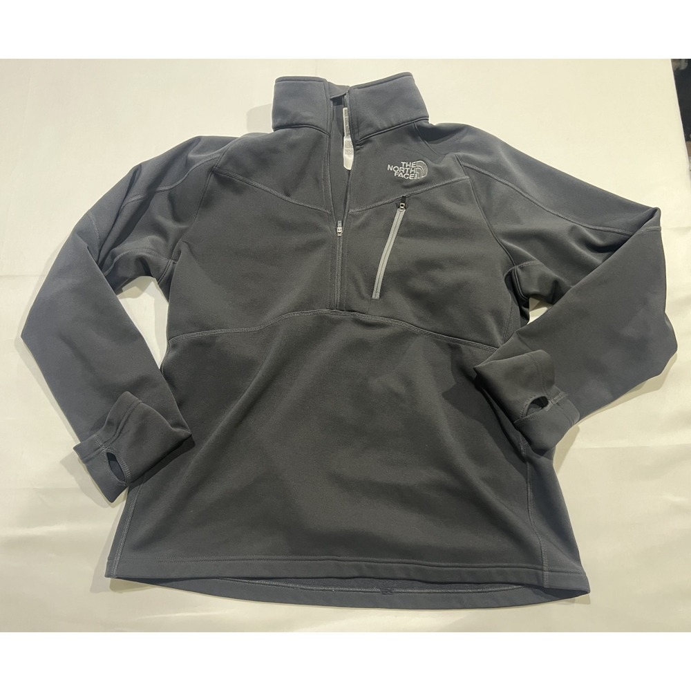 The North Face Fleece Sweatshirt Mens Medium Gray 1/4 Zip Pullover Hiking Casual